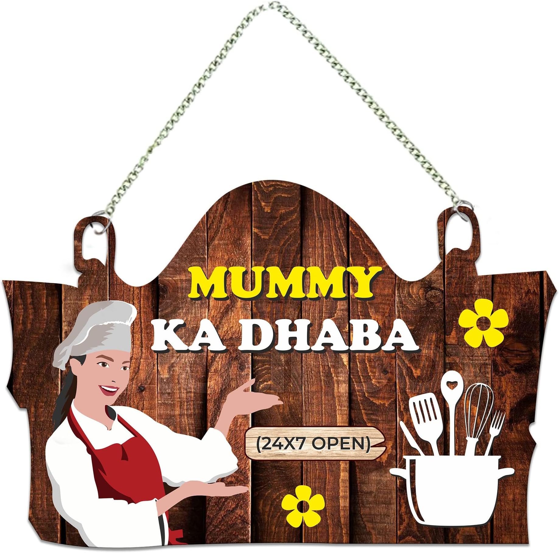 Artvibes Mummy Ka Dhaba Printed MDF Wooden Wall Art For Cafe | Kitchen | Restaurants | Quotes Decor Item | Kitchen Quotes Wall Hanging | Wall Sculpture | Signs & Plaques | Gift Items (WH_3711NNV)
