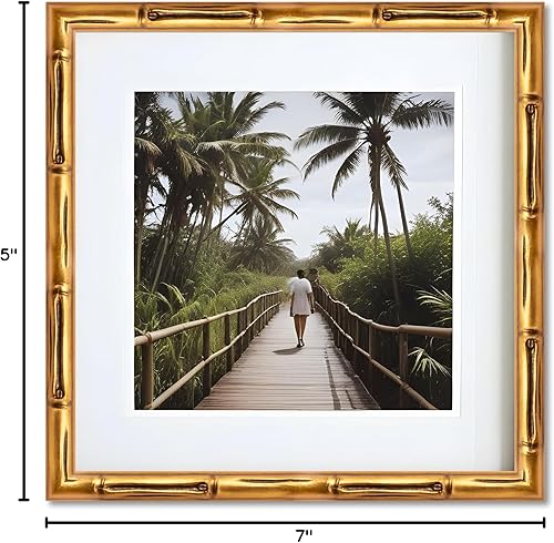 Miniatura 10 de Marco de madera maciza de bambú dorado de 5 x 7 pulgadas de ancho de 1 pulgada  Profundidad del marco interior de 0.75 pulgadas  Marco de fotos de