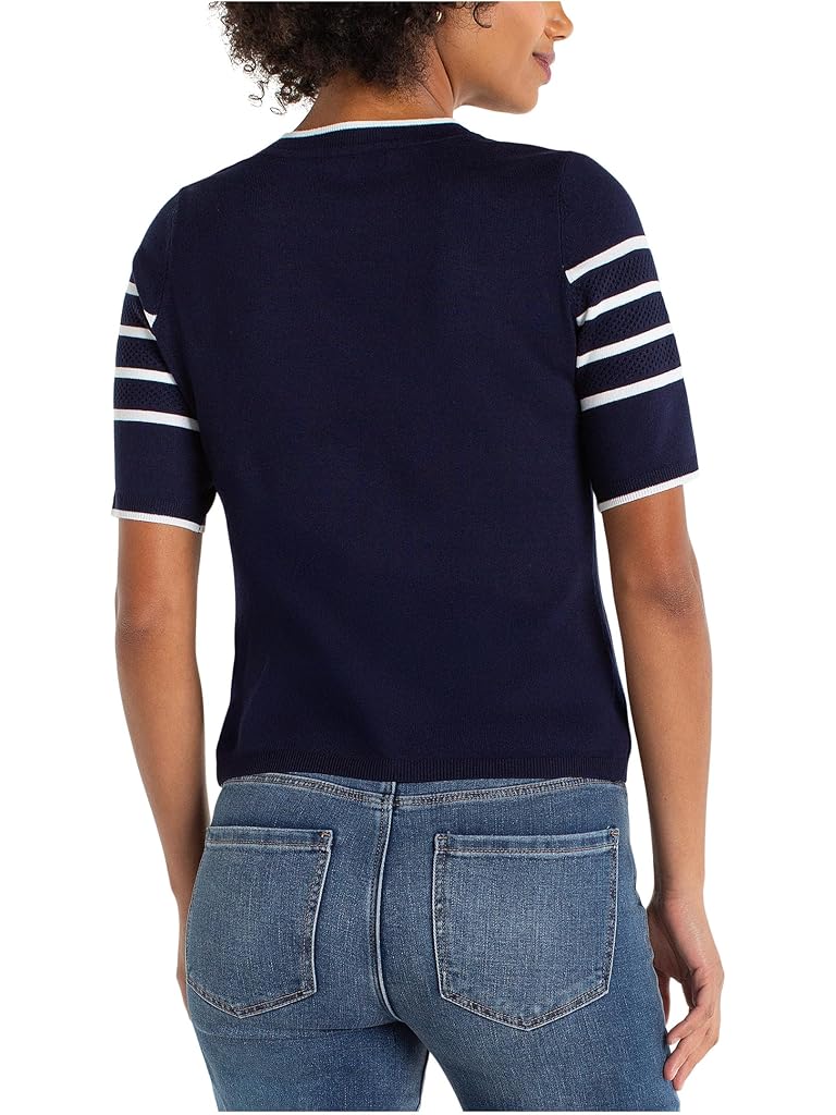 Navy Liverpool Los Angeles Short Sleeve Crew Neck Sweater