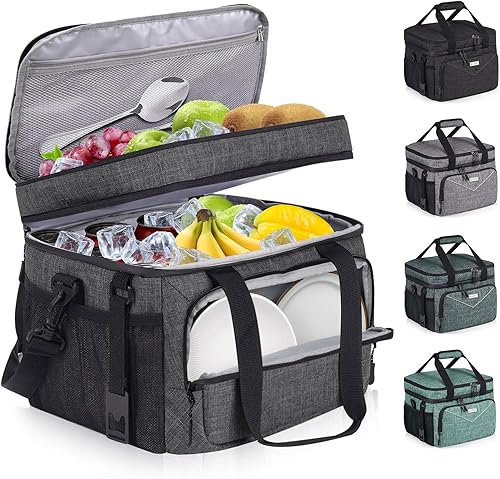 Miniatura 9 de BAVGRED Bolsa enfriadora de hielo plegable para 24 latas, aislada, grande, de doble cubierta, a prueba de fugas, suave, con abridor de botellas,