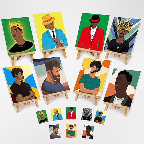 Vista 14 de VOCHIC Paquete de 8 lienzos predibujados para pintar para adultos, kit de sorbo y pintura, suministros para fiestas, juego de pintura artística