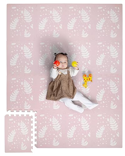 Azulejos de espuma para bebé para piso, azulejos suaves para una zona de juego segura - Alfombra grande de bebé de 48 x 66 pulgadas para piso,