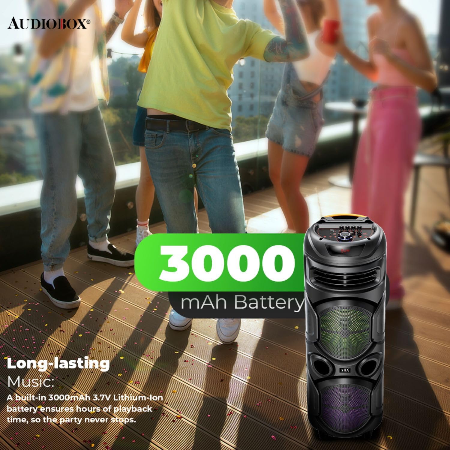 Audiobox ABX-2900R Dual 8" Party Bluetooth Speaker - Light Weight with RGB Lights, Dual Channel Sound for Parties, DJ, Karaoke Ready - Image 6