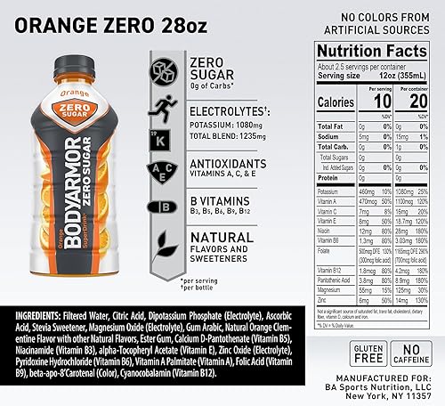 Vista 74 de BODYARMOR ZERO Sugar Fruit Punch, bebida deportiva sin azúcar, hidratación baja en calorías, sabores naturales con electrolitos llenos de potasio
