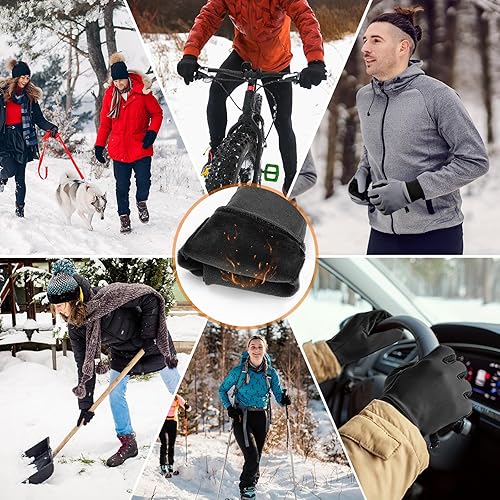 Miniatura 7 de GXCROR Guantes de invierno con aislamiento térmico resistente al viento y 3M, pantalla táctil y antideslizantes, ideales para correr, ciclismo,