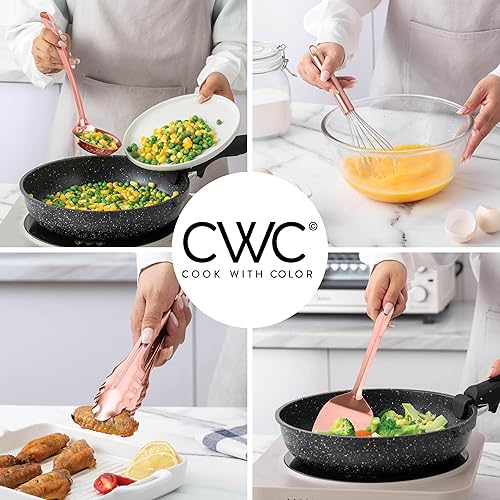 Miniatura 5 de COOK WITH COLOR Juego de utensilios de cocina  10 piezas de alta calidad antiadherentes y resistentes al calor, espátula, servidor de espaguetis,
