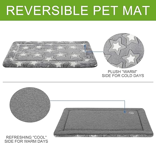 Miniatura 3 de EMPSIGN Almohadilla reversible para jaula de perros, lavable a máquina, acogedora almohadilla para dormir con patrón de estrellas para perros