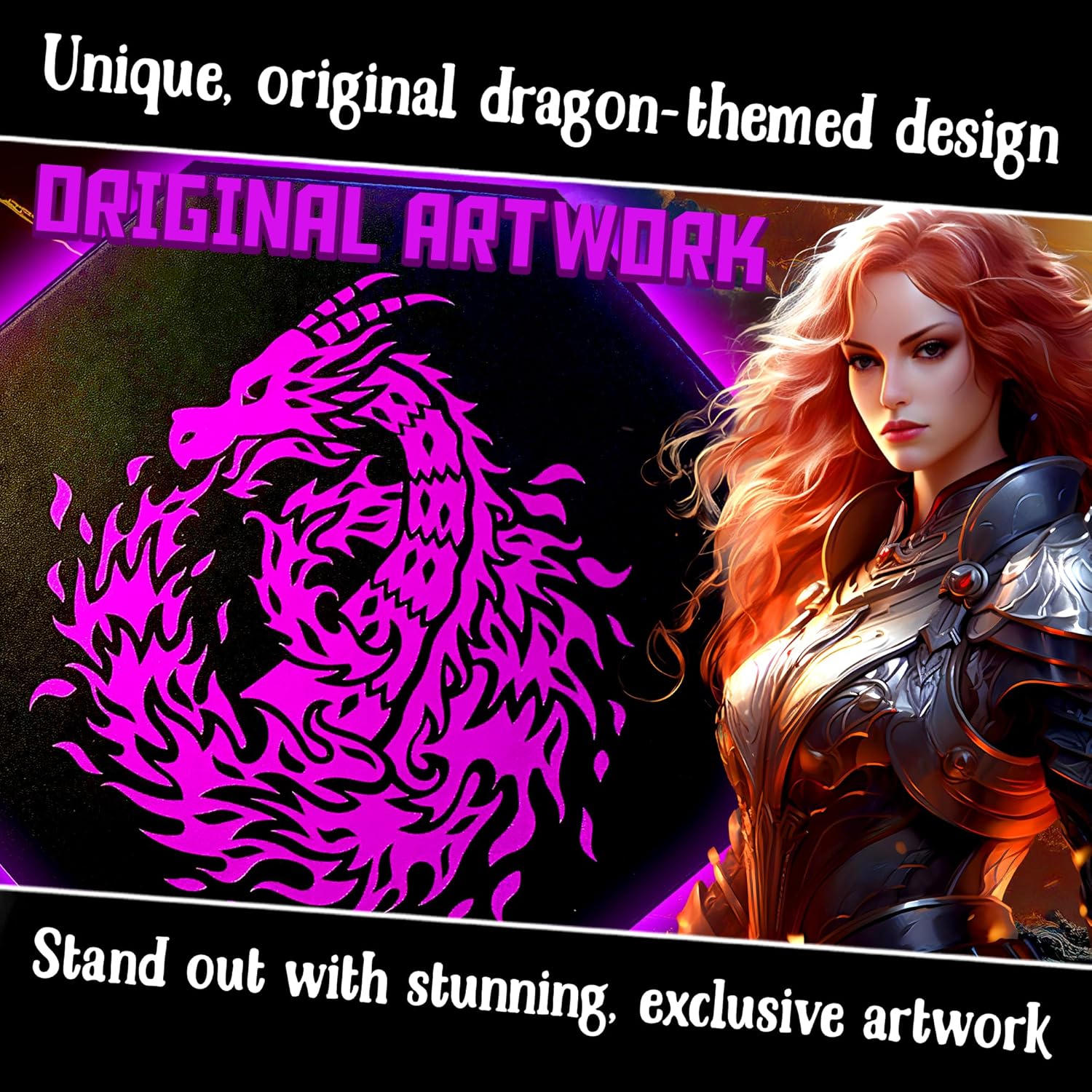 Fantasydice Purple Fire Dragon Dice Tray with Wizard Book Print – 9" Octagon with Dice Staging Area, Holds 5 Dice Sets – Perfect for D&D, Call of Cthulhu, Shadowrun, and All Tabletop RPGs