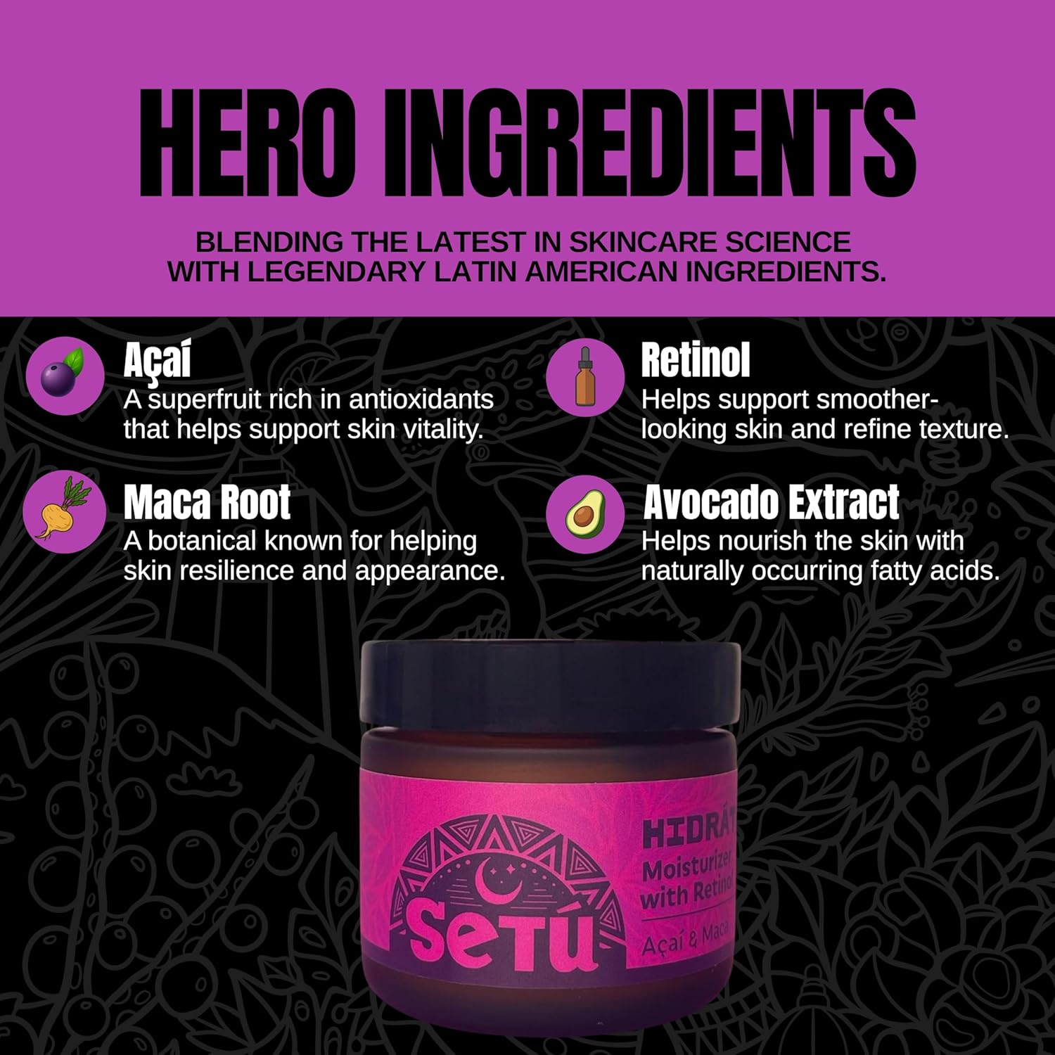 Setú Moisturizer with Retinol for Men | Dermatologist-Developed with Açaí & Maca | Helps Hydrate, Smooth & Support Skin Renewal | Non-Greasy, Fast-Absorbing | All Skin Types | 2 fl. oz