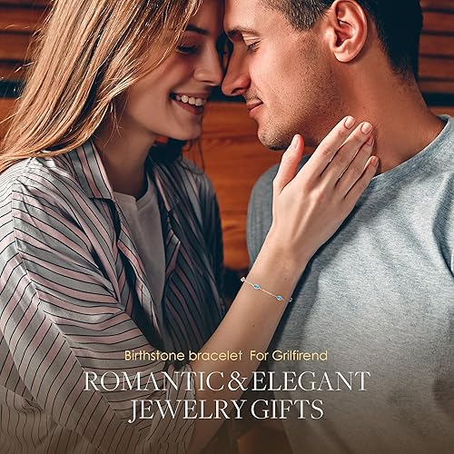 Miniatura 10 de CDE Pulsera de piedra natal para mujer, plata de ley 925, con eslabones de mal de ojo, con circonita cúbica blanca, regalo de aniversario,