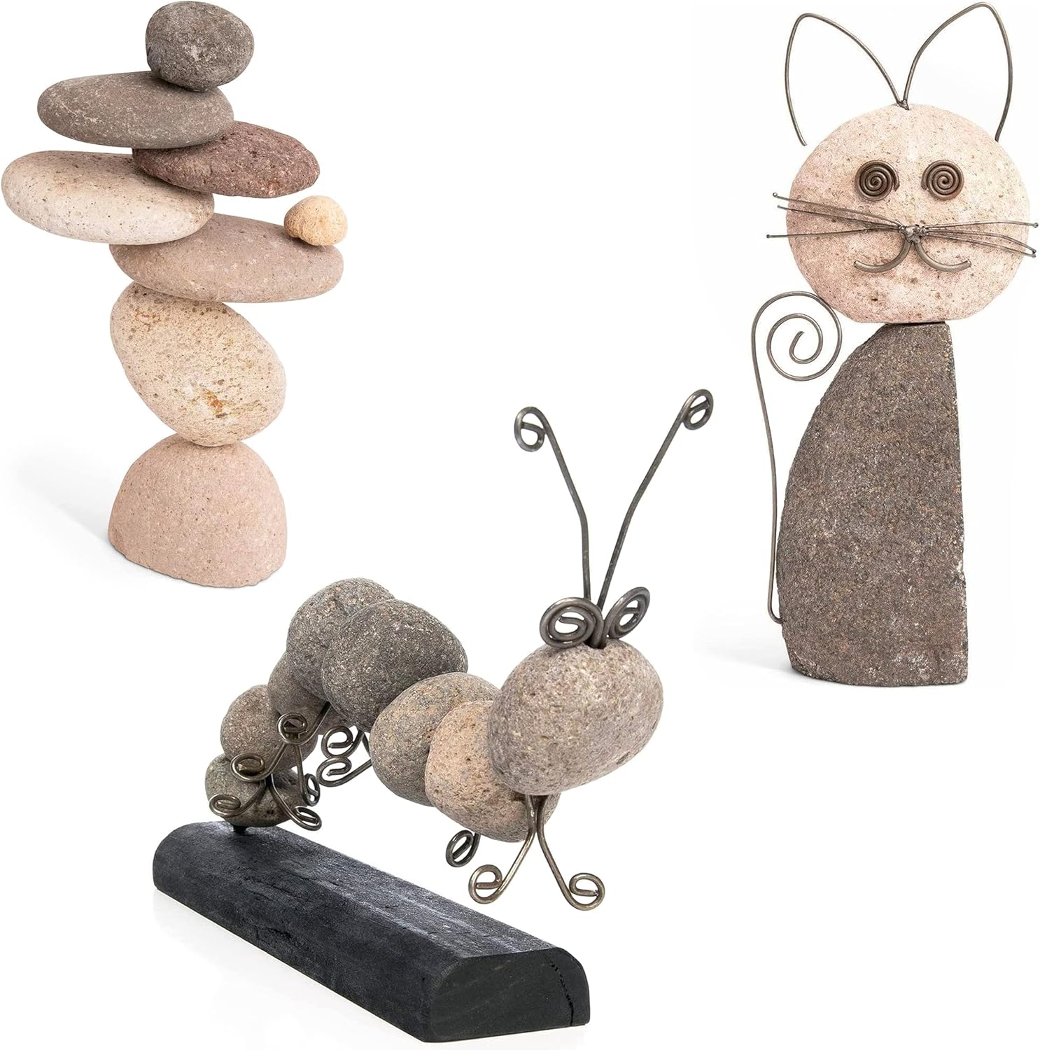 Happy Gardens Rock Sculpture Bundle Includes Whiskered