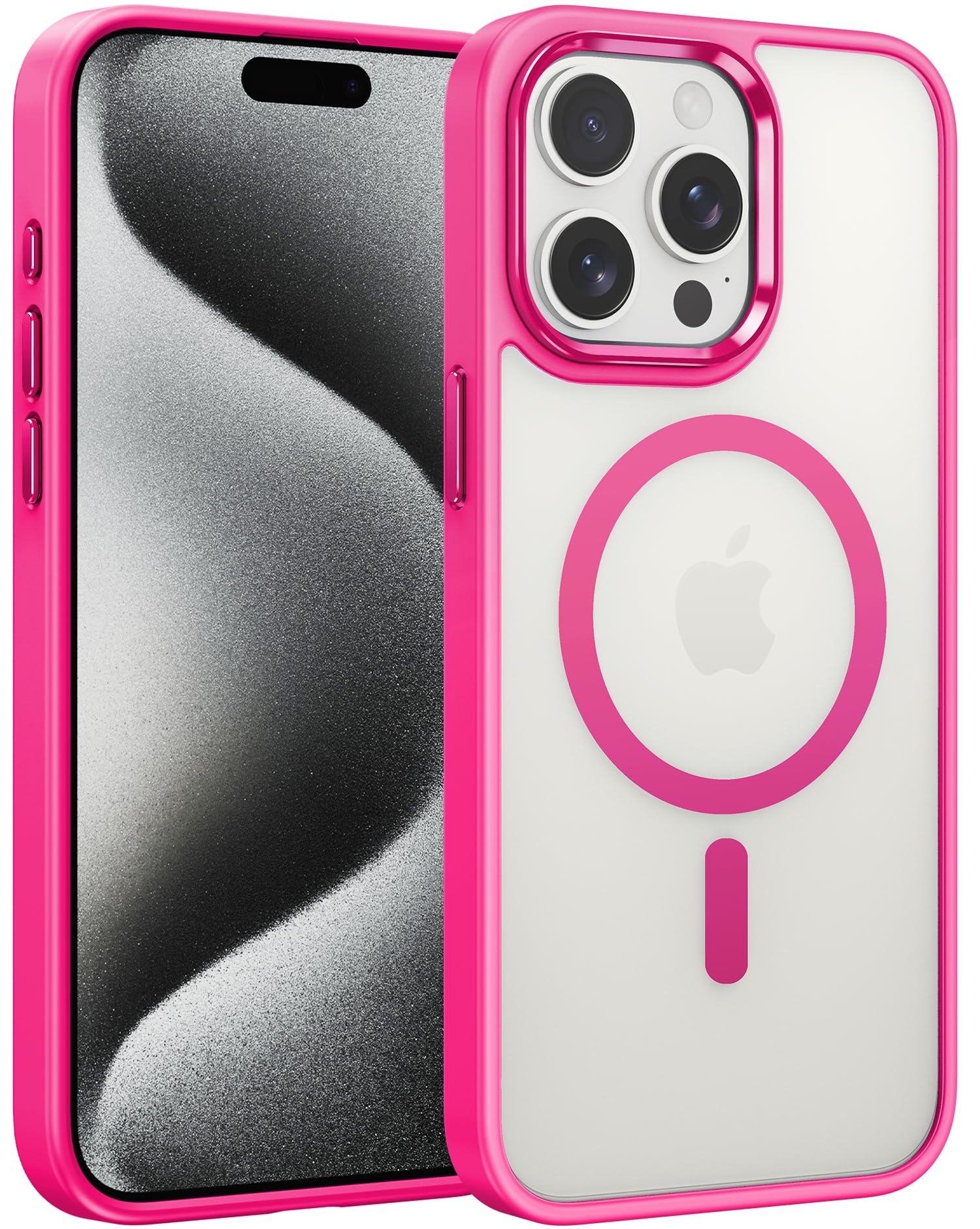 FNTCASE for iPhone 15 Pro Case Hot Pink