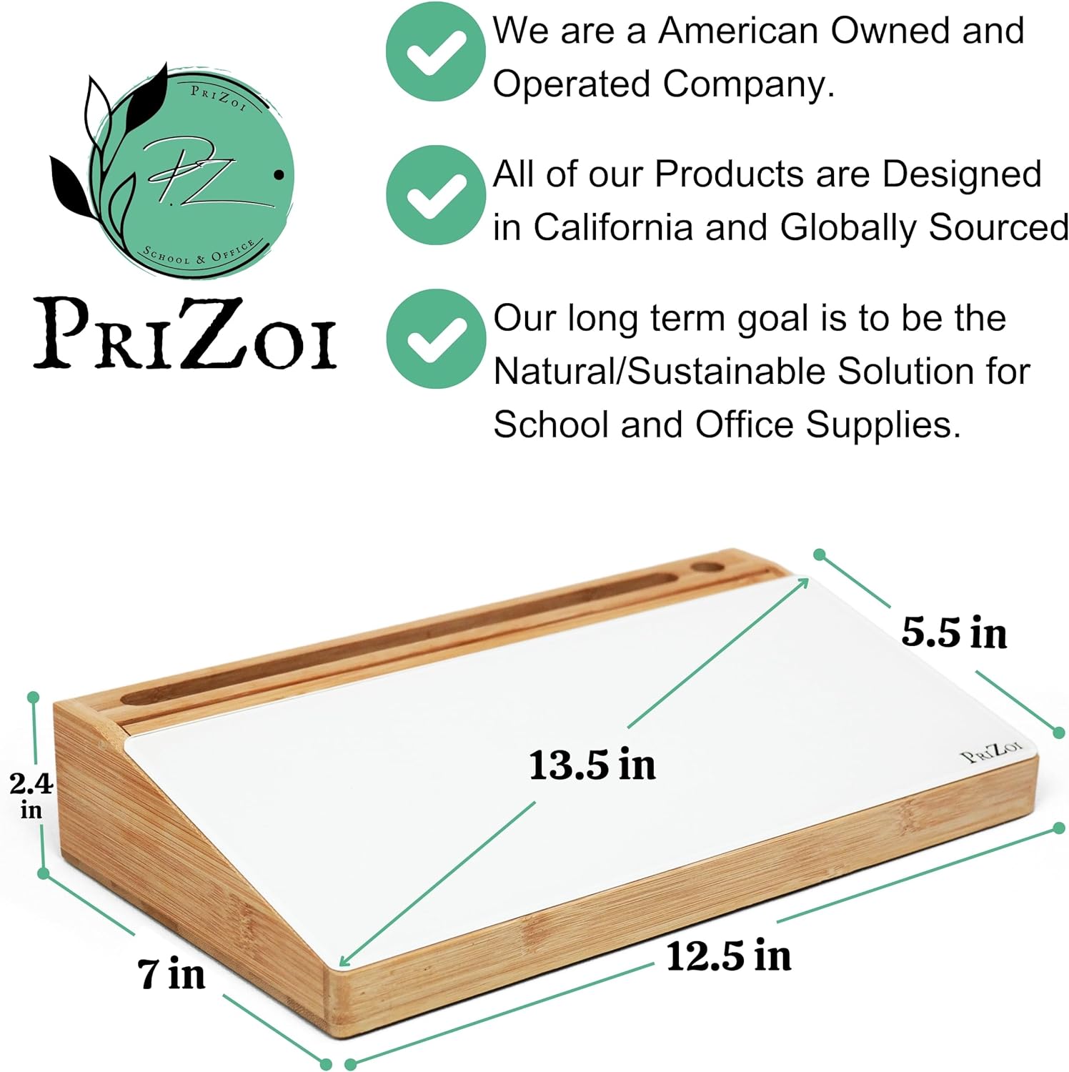 Bamboo Desktop Whiteboard with Storage - This Deskbuddy can be Used as a Desktop Dry Erase Board | Desk Buddy White Board | Bamboo Desk Organizer - PriZoi