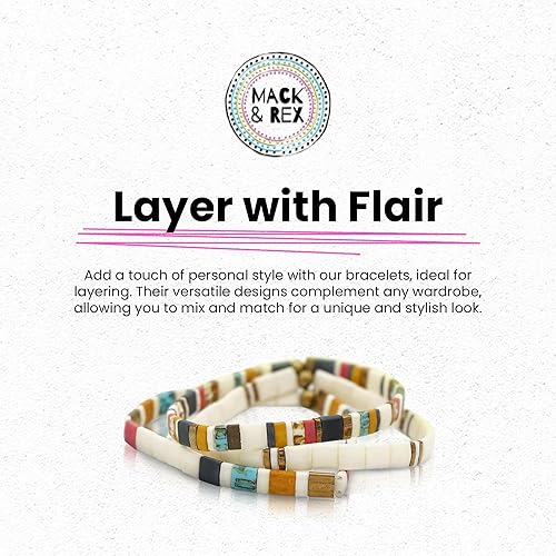 Miniatura 5 de Mack and Rex - Pulseras de Tila (Carolina Beaches), duraderas e impermeables, elásticas, ligeras y cómodas, ideales para usar en capas, pulseras