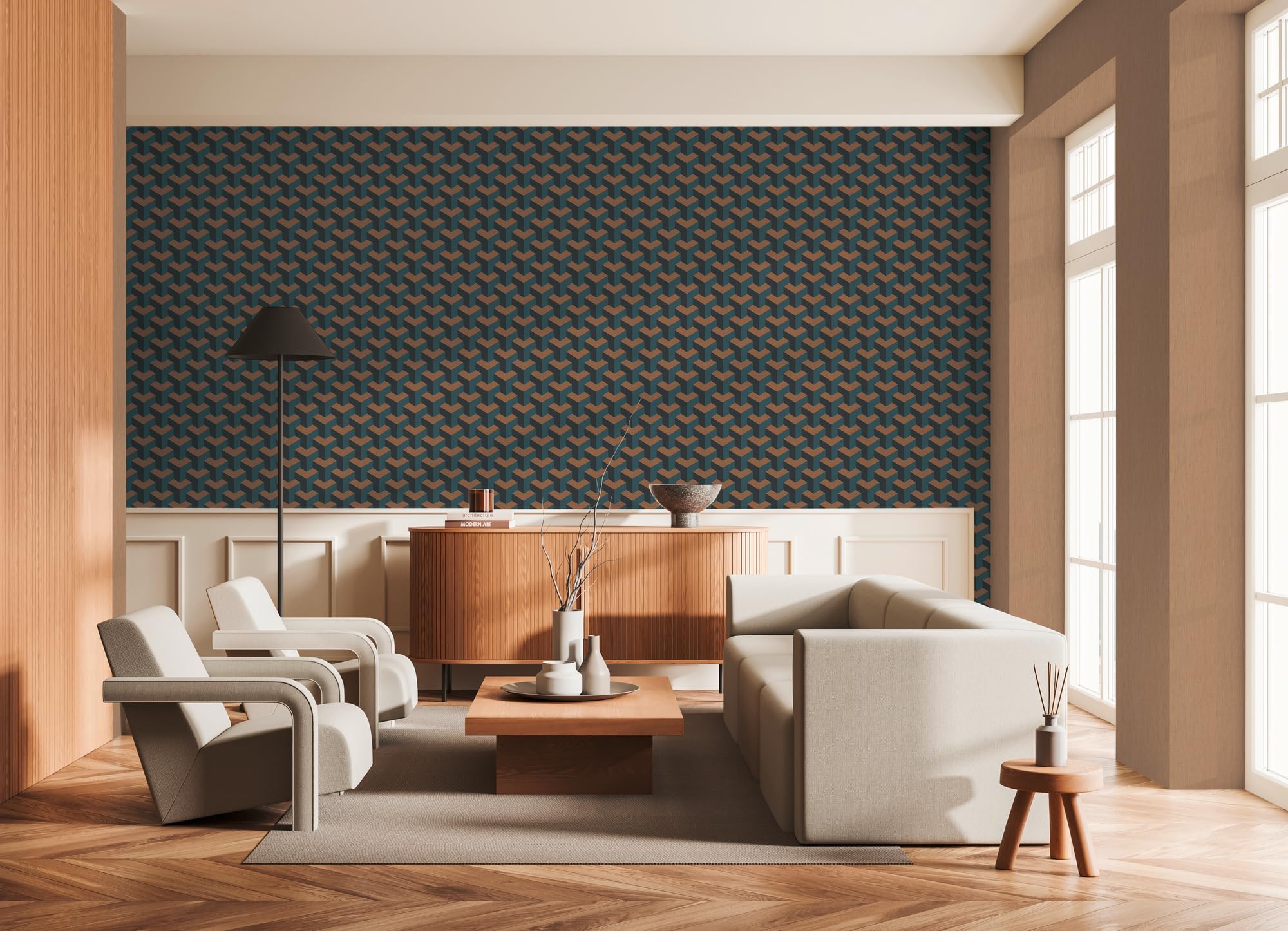 livingwalls papier peint intissé à effet métallique en bleu, vert, noir, rosé, métallisé – papier peint de design contemporain 10,05 x 0,53 m – 781502