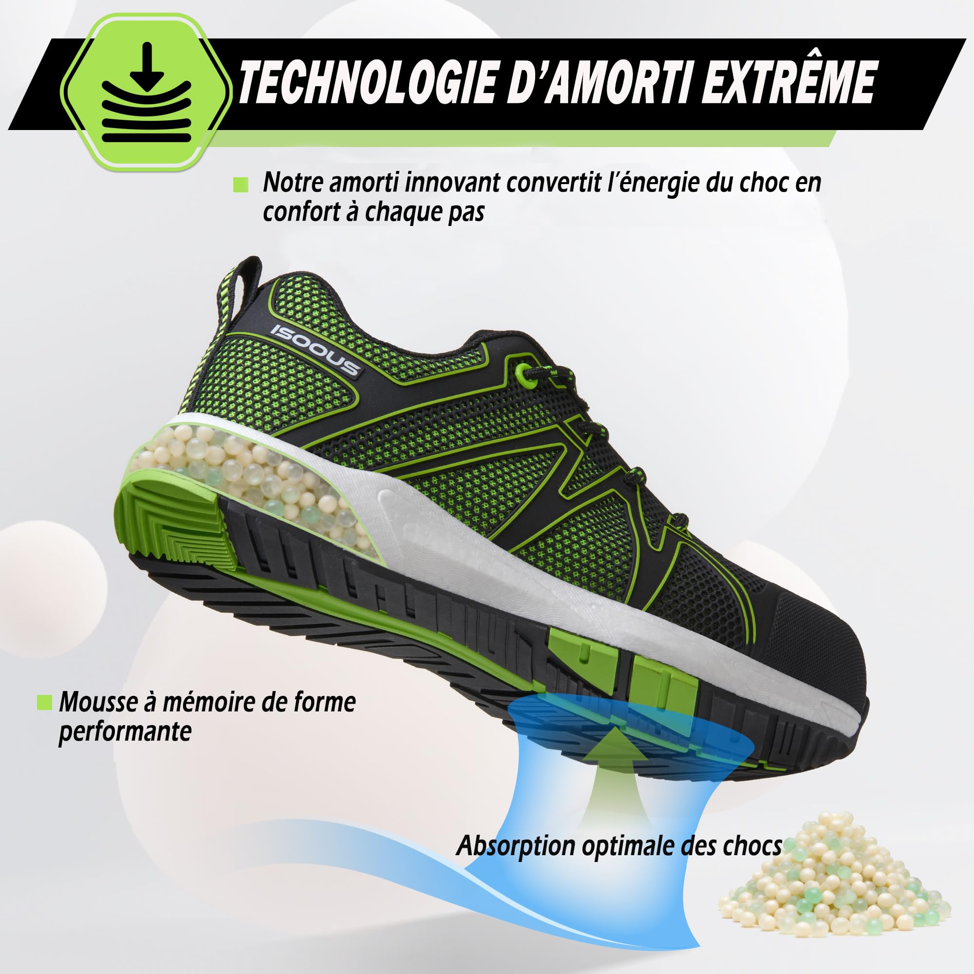 ISOOUS Chaussures de Sécurité Hommes Femmes S3 ESD Basket de Securite Imperméable SRC FO Chaussures de Travail Légère 36-47 EU
