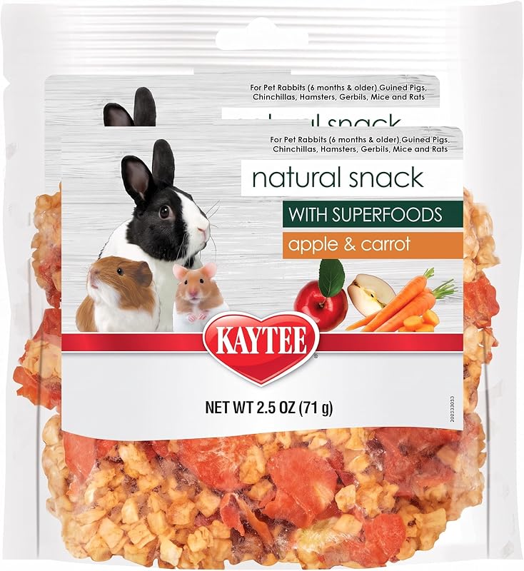 Petisco natural para pequenos animais com maçã e cenoura Kaytee, 70 g, pacote com 2