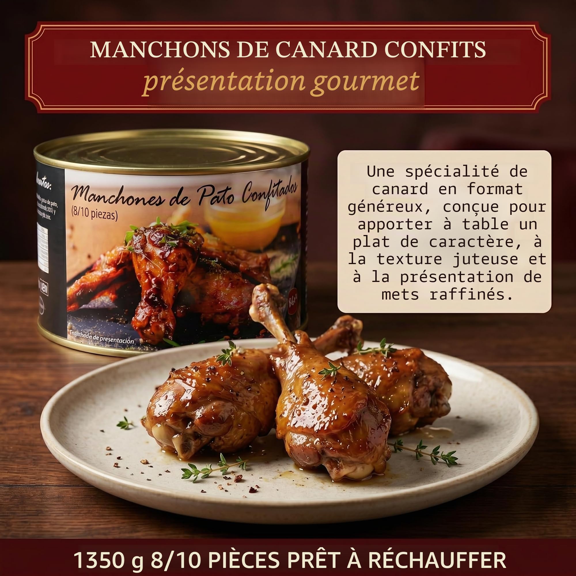 Confit De Canard 8/10 Manchons De Canard Confit Polgri 1350 grs.