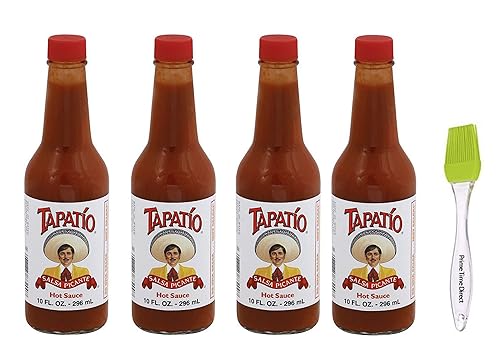 Tapatio Salsa Picante salsa picante 10 oz Paquete de 4 con cepillo de silicona en una caja sellada directa Prime Time
