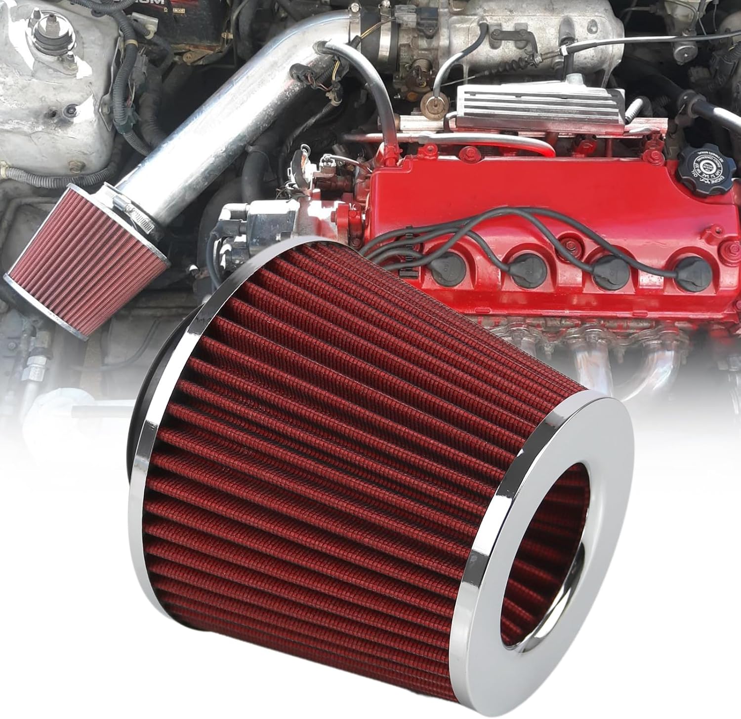 RYANSTAR RACING 152mm 6" High Flow Round Tapered Cone Closed-Top Washable Clamp-On Dry Air Filter short 155mm tall