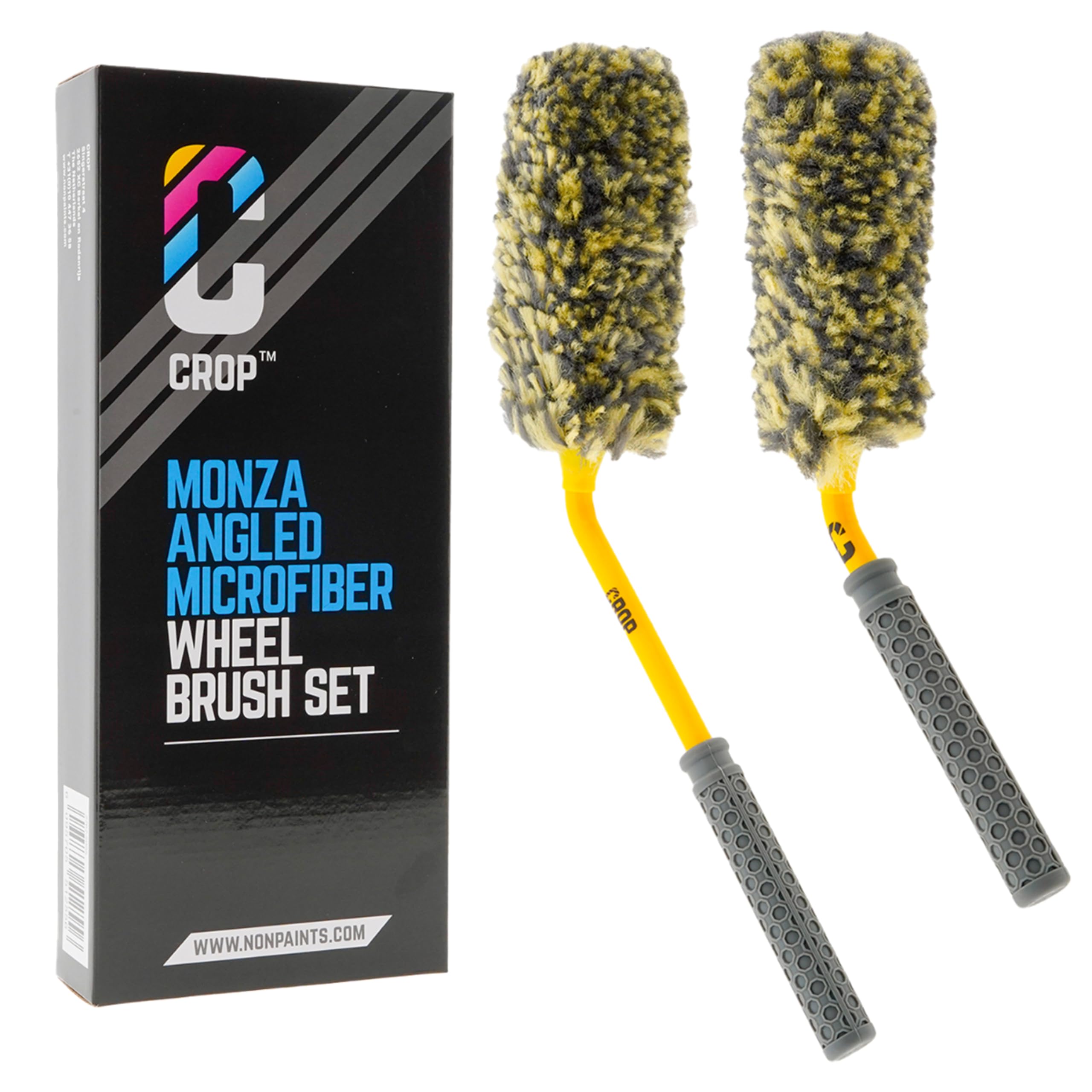 CROP Felgenbürste Mikrofaser Set - Auto Waschbürste für Felgenreiniger - Abgewinkelte Felgen Bürste für Alufelgen - Car Detailing Zubehör