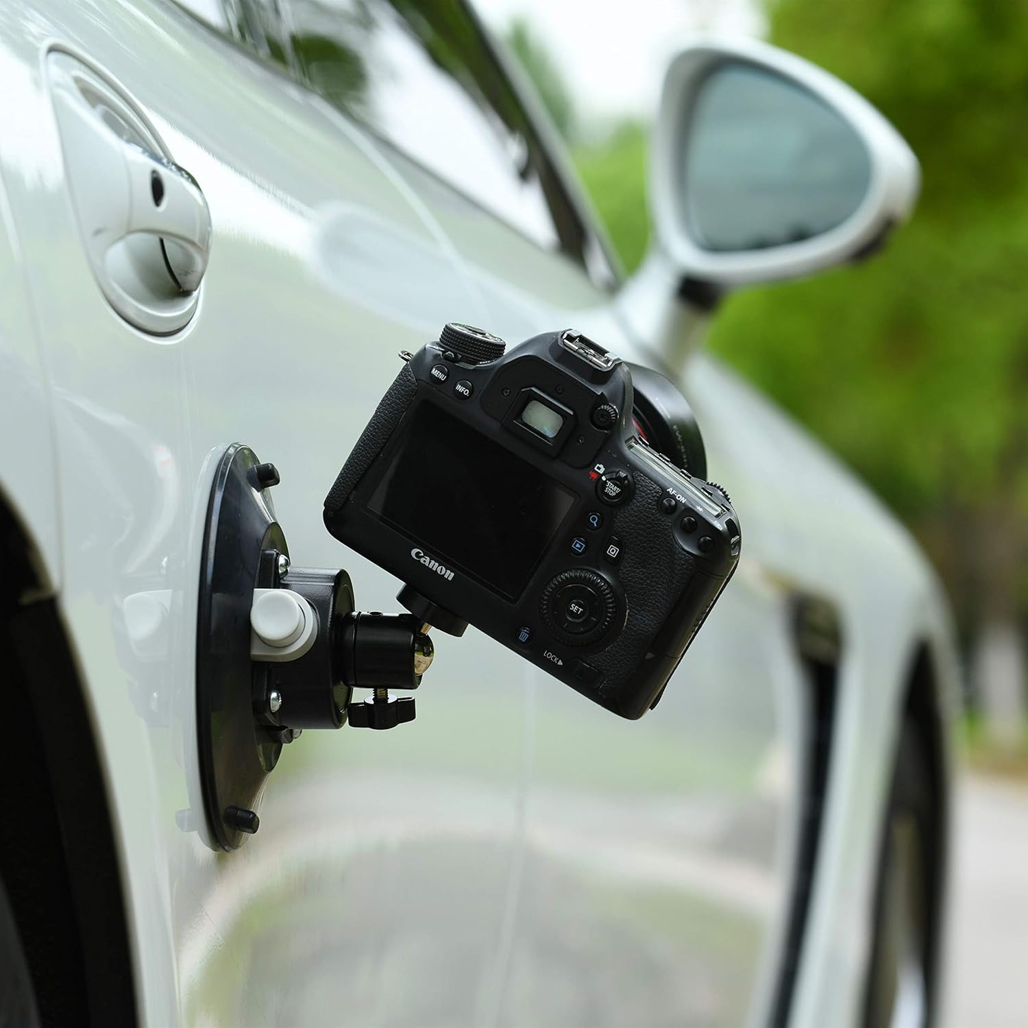 6" Car Camera Mounting Kit Pump Vacuum Suction Cup Mount, Professional Camcorder Vehicle Holder w/ 360° Panorama Ball Head and 180°,