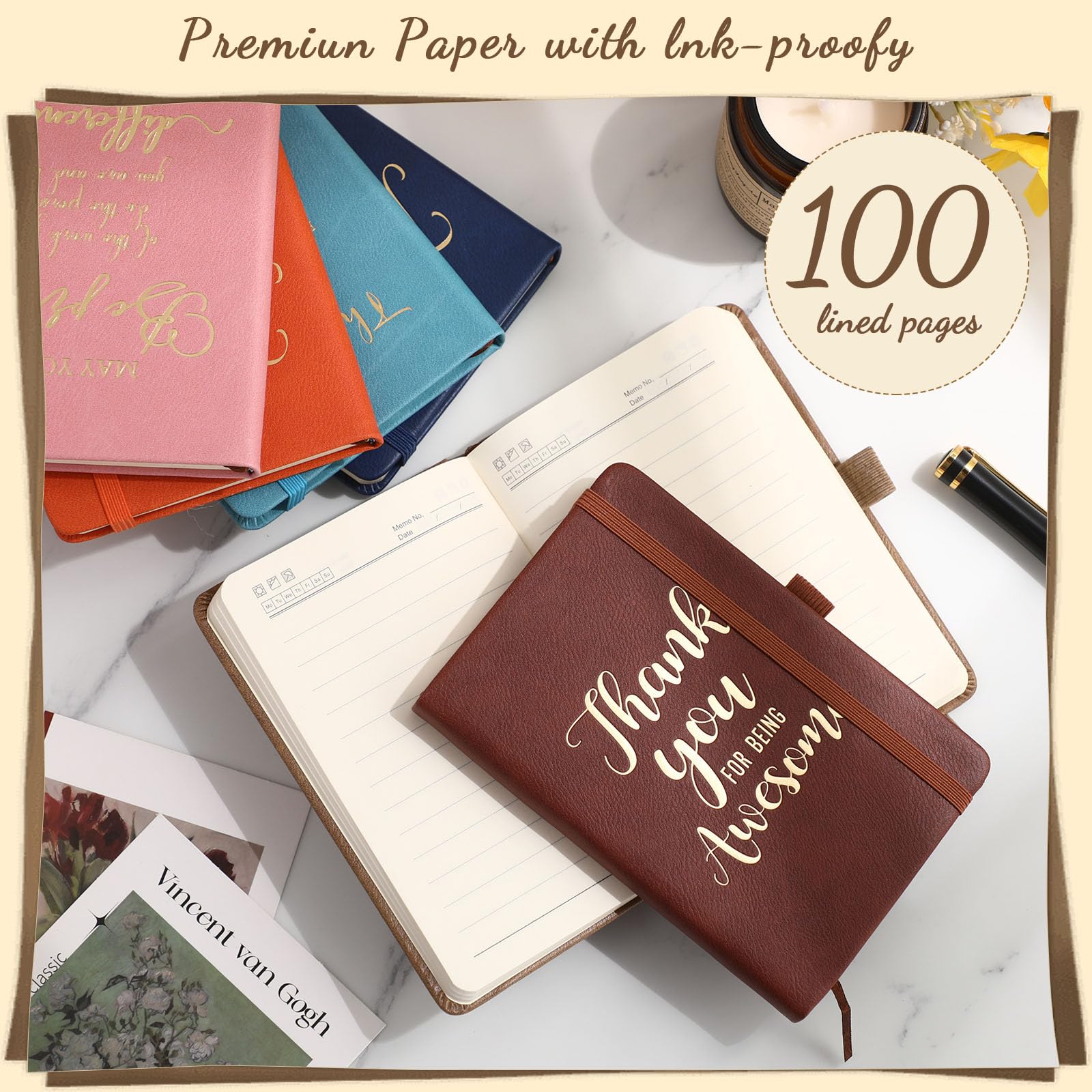 20 Stück Dankeschön-Geschenke, Leder-Tagebuch, Notizbuch, Großpackung Mitarbeiter, Wertschätzung, Geschenke, Kollegen, Abschiedsgeschenke, inspirierende Notizbücher für Männer, Frauen, Lehrer,