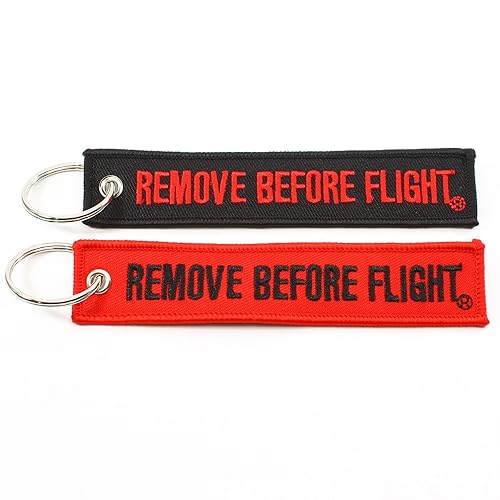 Remove Before Flight Key Chain - Black & Red Combo