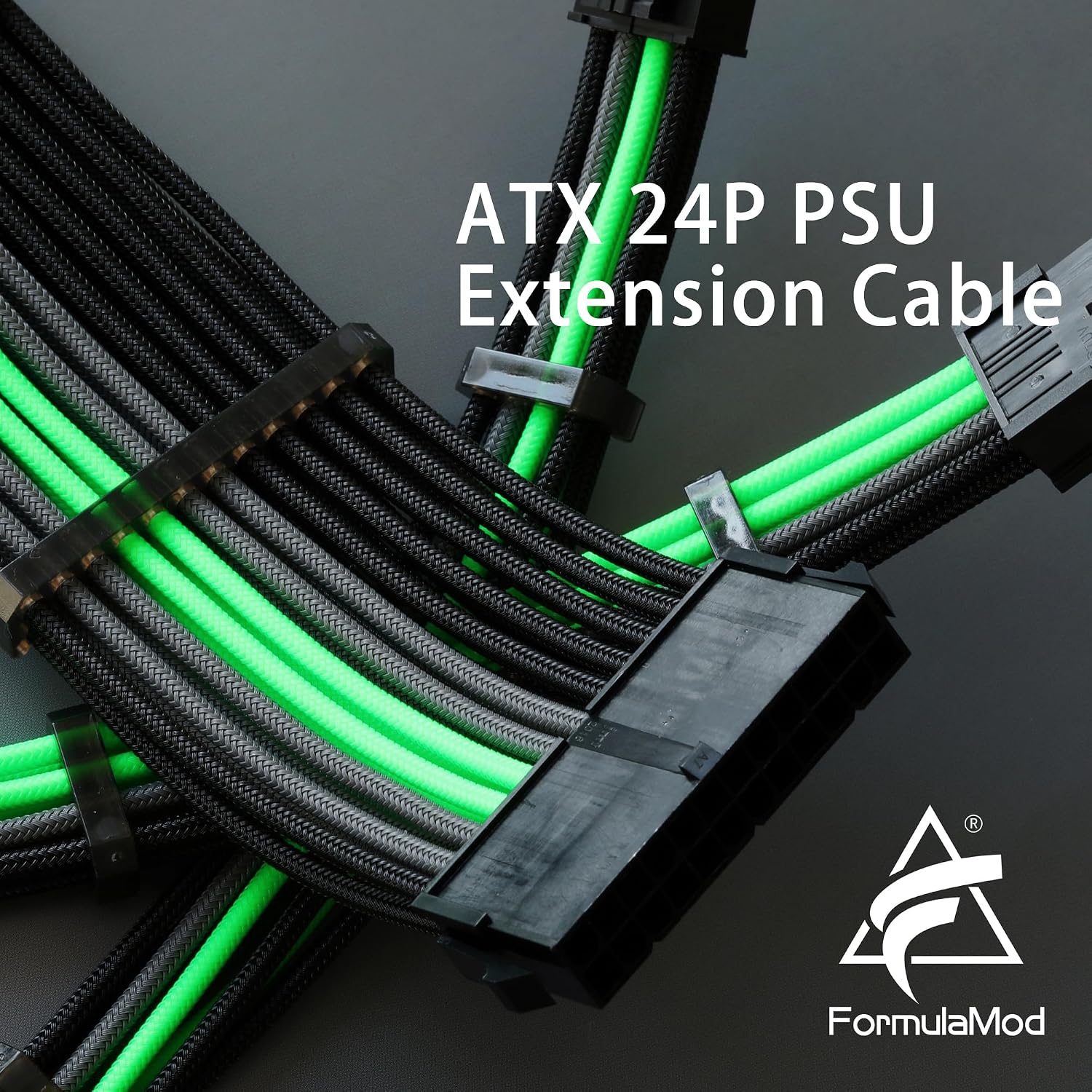 Formulamod Sleeve Extension Power Supply Cable Kit 18AWG ATX 24P+ EPS 8-P+PCI-E8-P with Combs for PSU to Motherboard/GPU Fm-NCK3 (Black Grey Green)