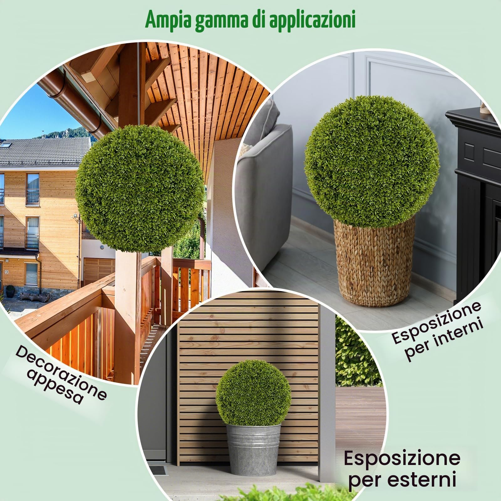 GIANTEX Juego de 2 Bolas Decorativas de Planta Artificial, Plantas Esféricas de 50 cm, con Hojas Simuladas Resistente al Sol, Planta Decorativas para Balcón, Patio, Hogar, Boda (50 cm)