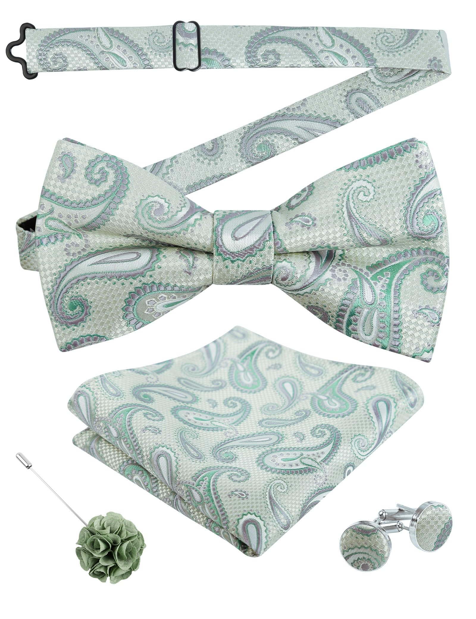 Alizeal Mens 4pcs Vintage Paisley Bow Tie Set