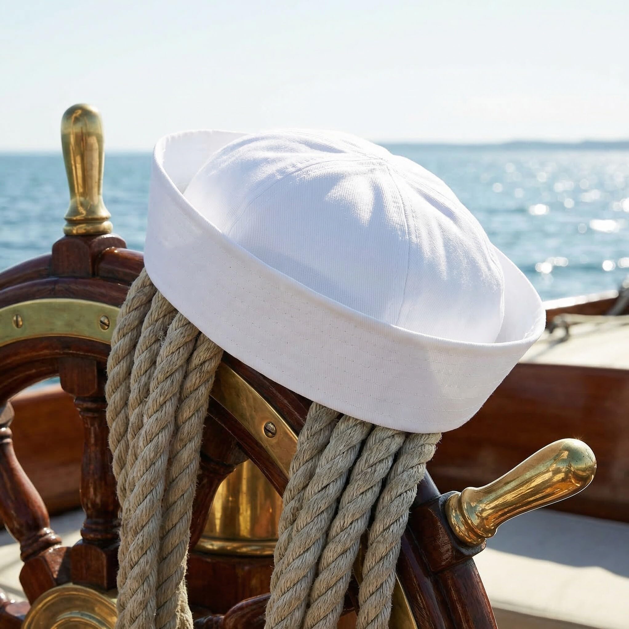 BESPORTBLE 5 Pezzi Cappello da Marinaio Uomo e Donna in Poliestere Bianco Forma Strutturata, Comfort e Vestibilità, per Matrimoni a Tema Yacht e Halloween