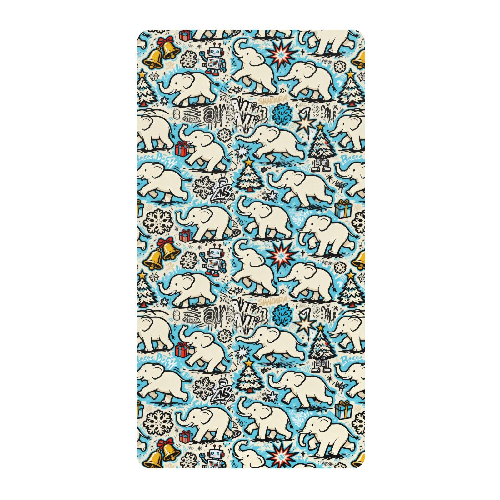 Sábanas de algodón para cuna de bebé, niños y niñas, diseño de elefantes blancos, color azul y negro, ropa de cama suave para guardería, 1 paquete de sabanas para cuna