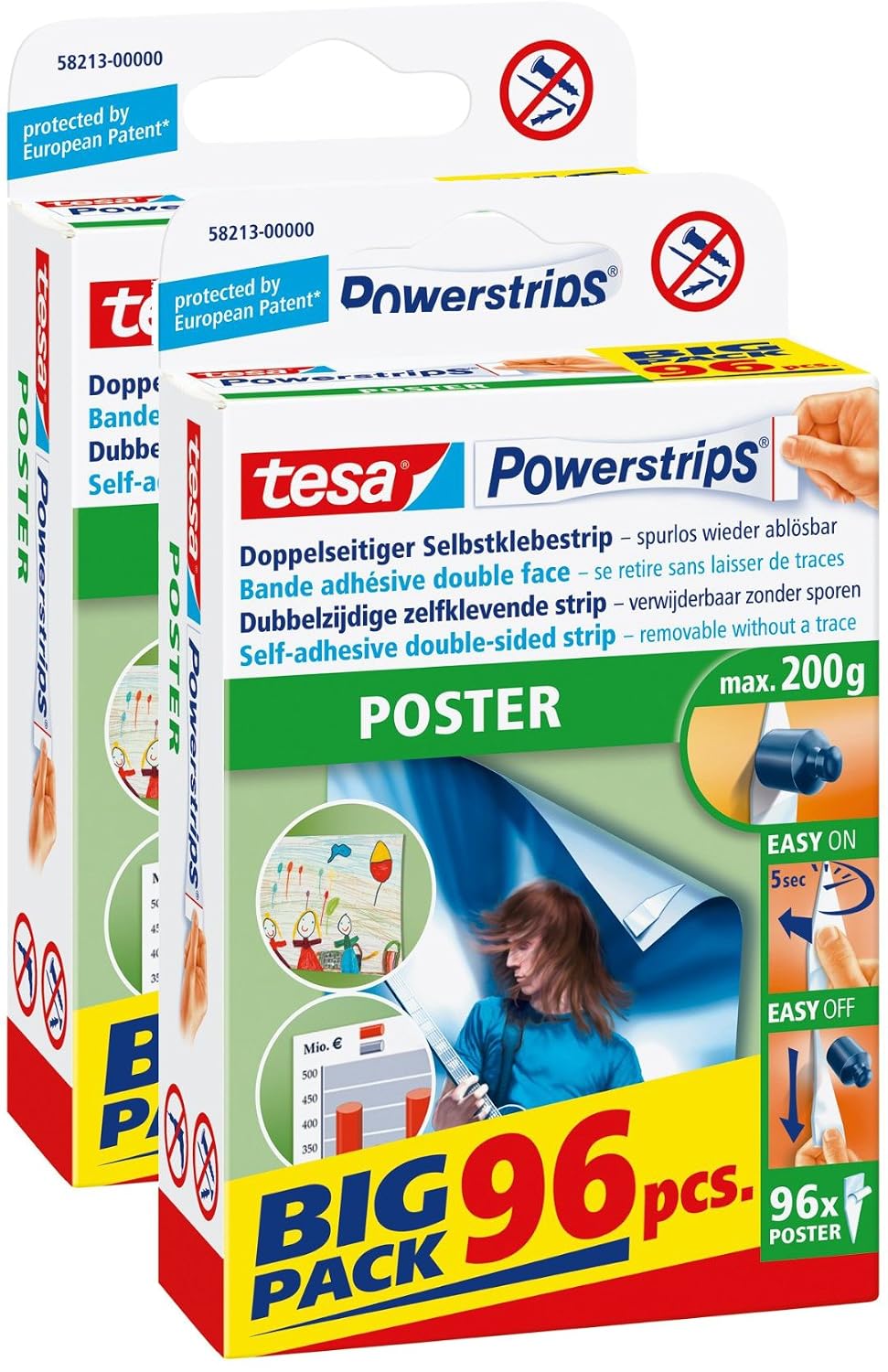 Tesa Powerstrips POSTER, holding force up to 0.2 kg