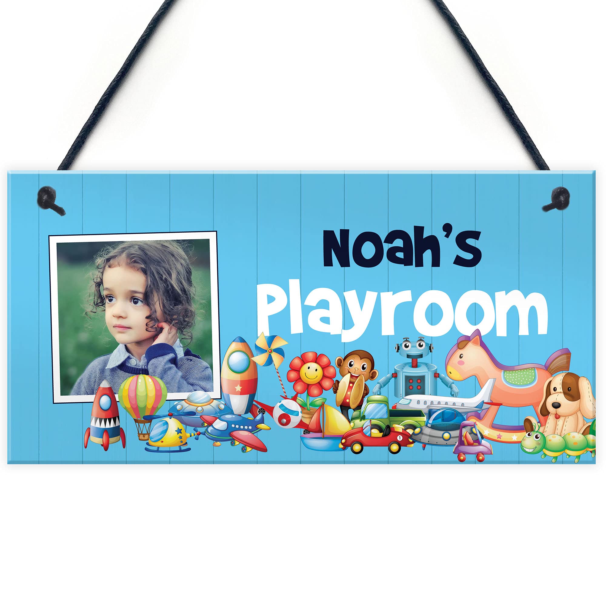 Personalised Playroom Sign Photo Gift Hanging Door Sign Daughter Son Gift Plaque
