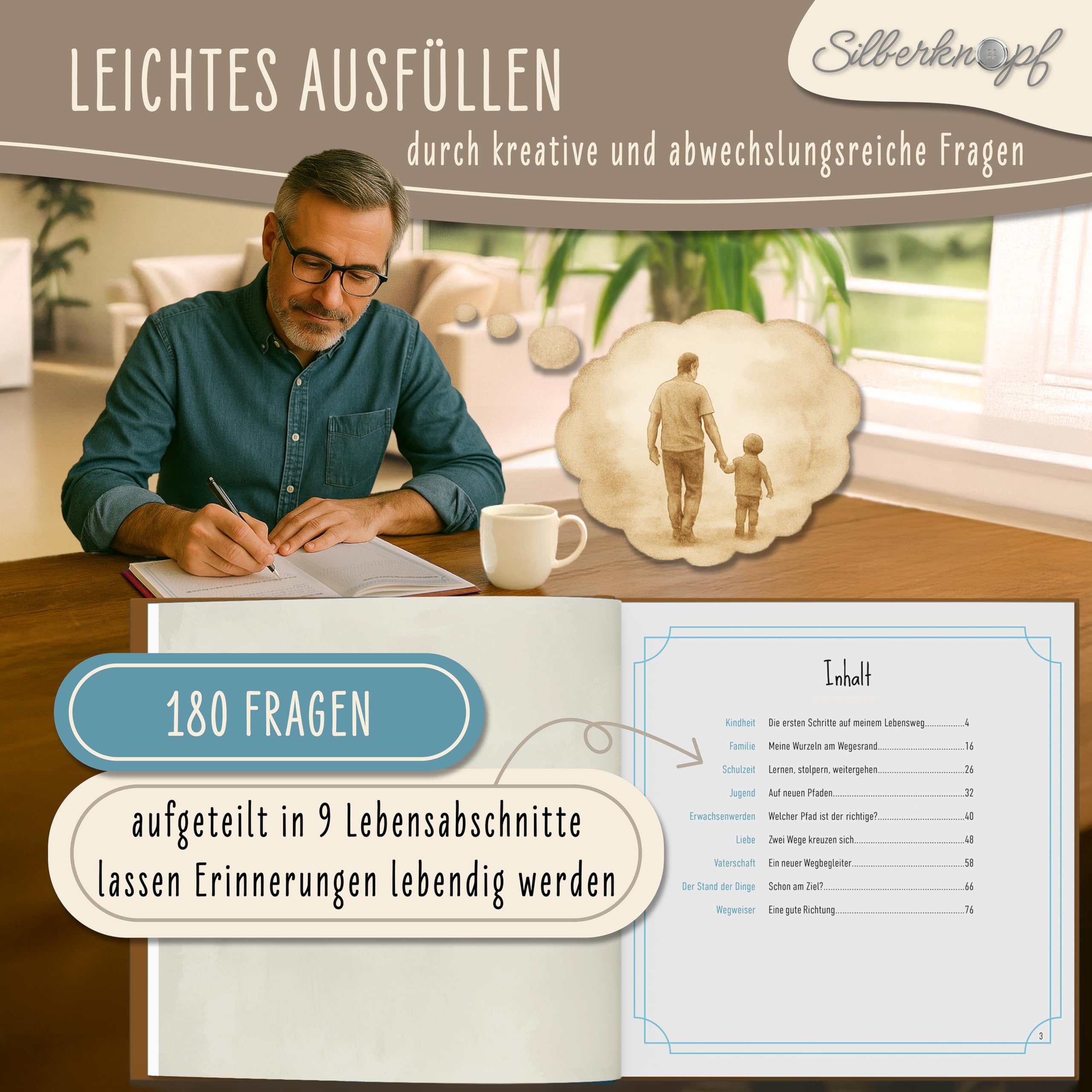 Papa erzähl mir von deinem Leben | Erinnerungsbuch zum Ausfüllen | Papa Geschenk Geburtstag | Familienbuch | Vatertagsgeschenk für Papa | Geschenk für Papa | Buch zum Vatertag
