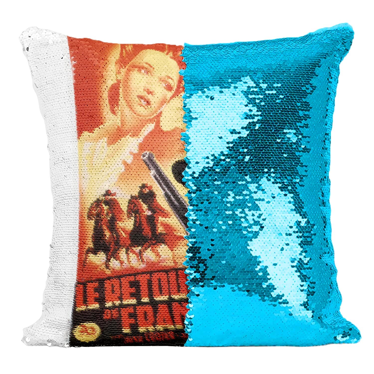 Coussin Paillettes Turquoise pour Déco Salon Vintage Film Frank James