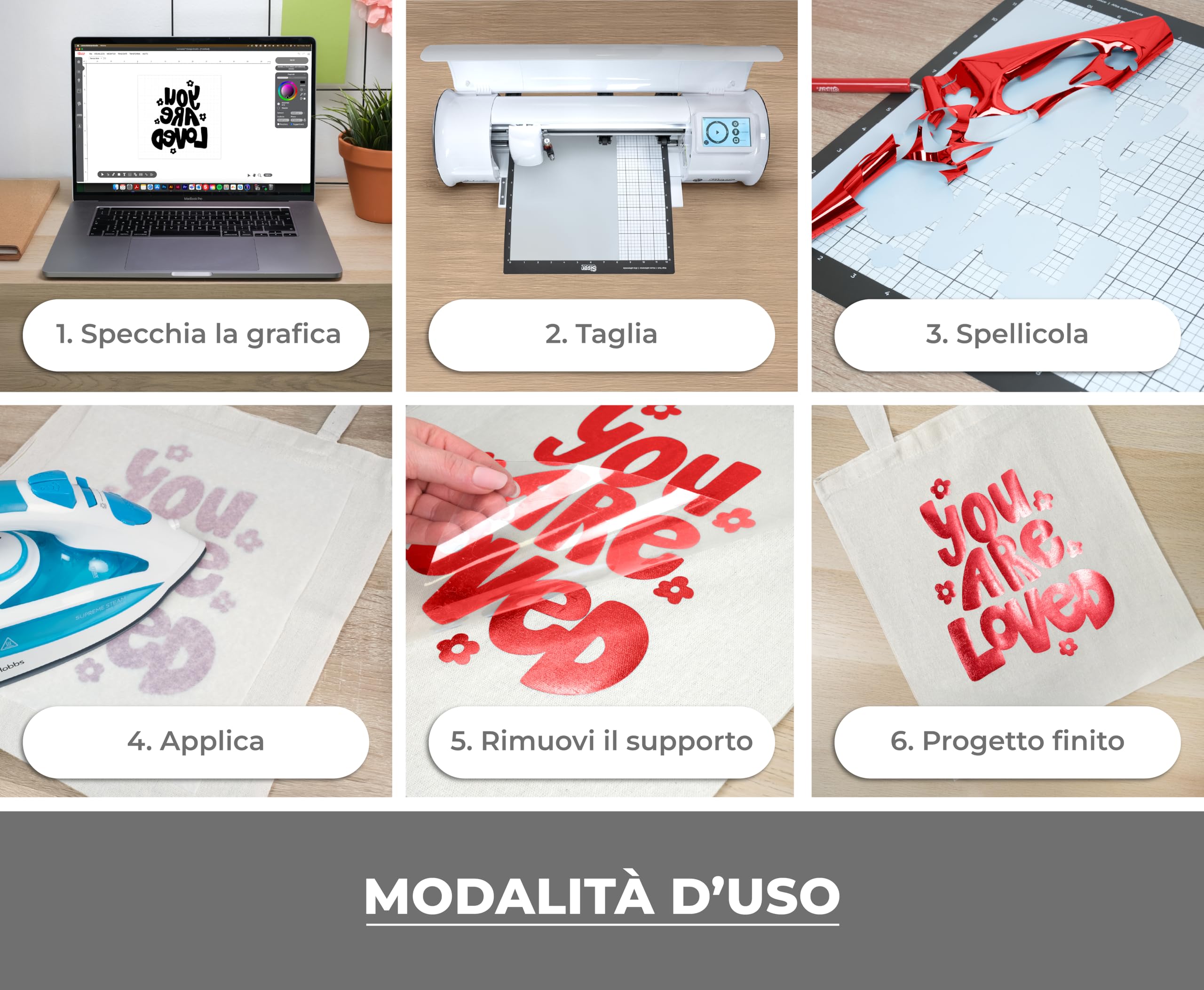 Siser® Metal Red Rosso, 30cm x 0,5mt, Vinile Termotrasferibile Termoadesivo Metallizzato per la Personalizzazione dei Tessuti, Abbigliamento e Accessori, Hobby creativi, Facile da Tagliare