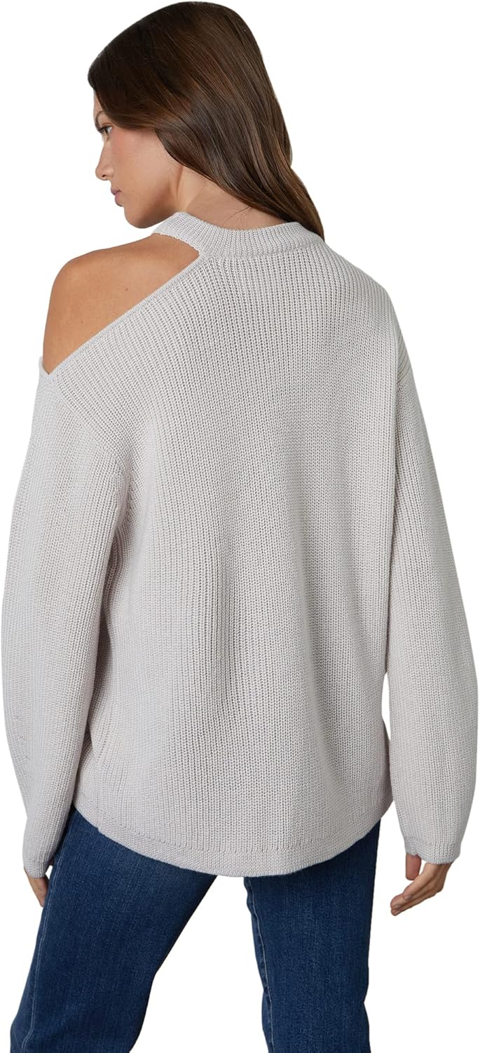 Velvet by Graham & Spencer Women's Elise Engineered Stitches Asymmetrical Cut-Out Sweater - Image 2