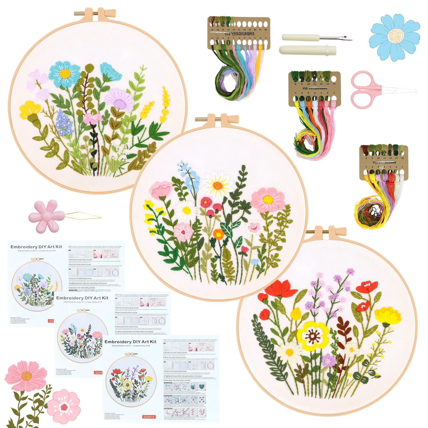 Christmas Embroidery Kits - 3 Pack for Beginners -9