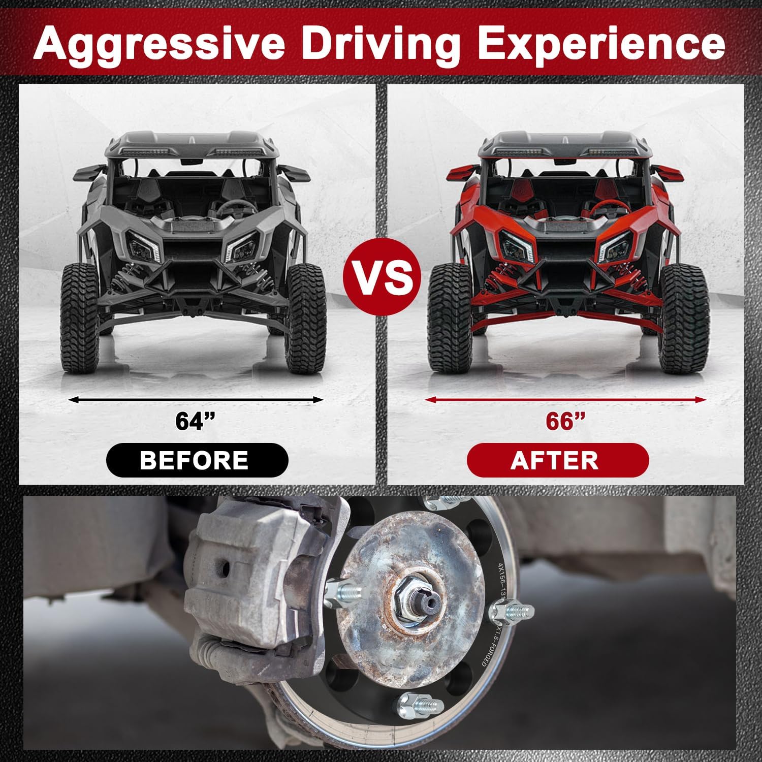 HISH 4x156 Wheel Spacers, 1 Inch ATV Wheel Spacers with 12x1.5 Studs, Fit for 2013+ Polaris Ranger, 2014+ Polaris RZR XP 1000, 2015+ Polaris RZR, Set of 4