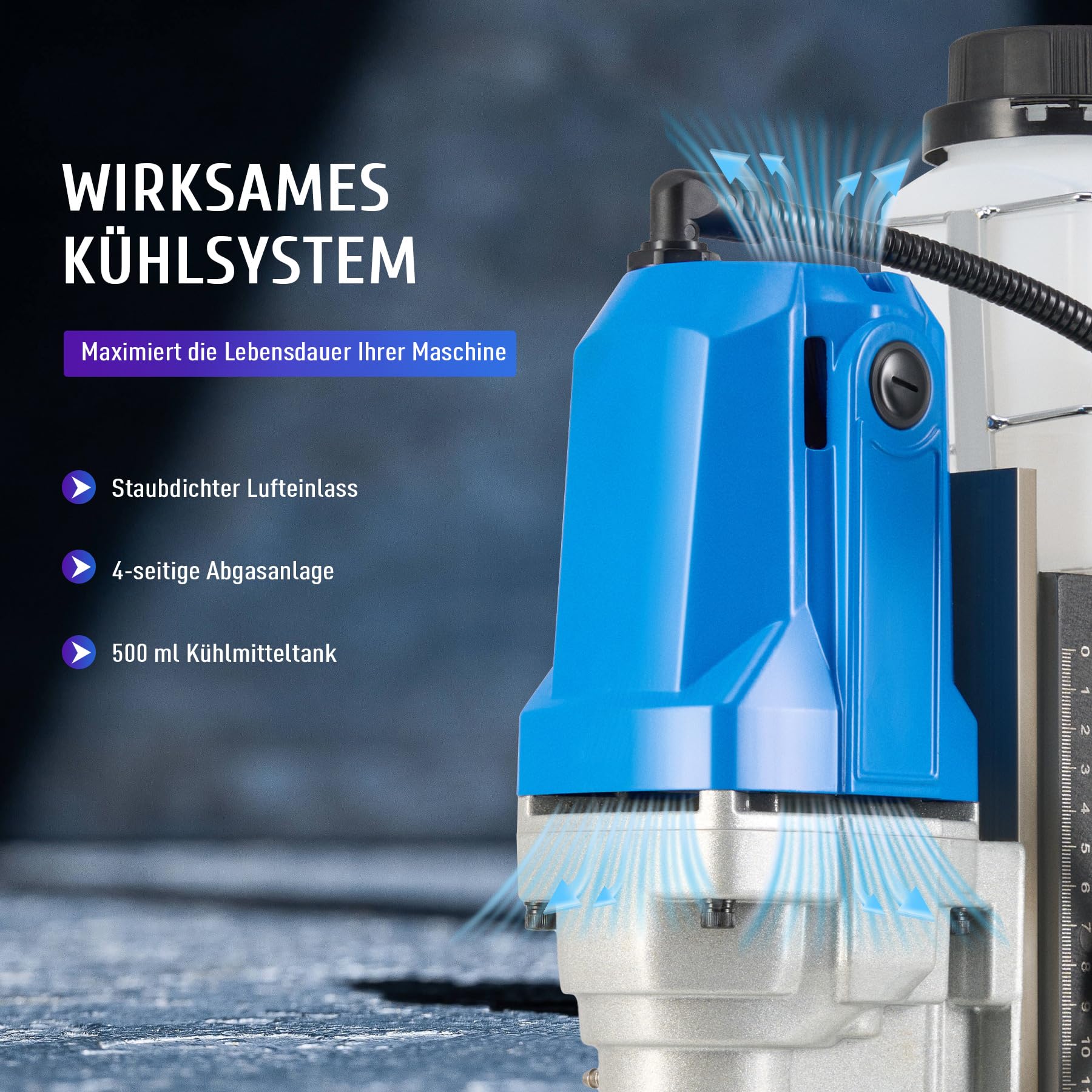 ZELCAN Magnetbohrmaschine 1100W Tragbare Tischbohrmaschine Kernbohrmaschine Max Ø 40 mm 550 U/min variable Geschwindigkeit Magnetkraft 12000N für alle Oberflächen und Heimwerkerarbeiten