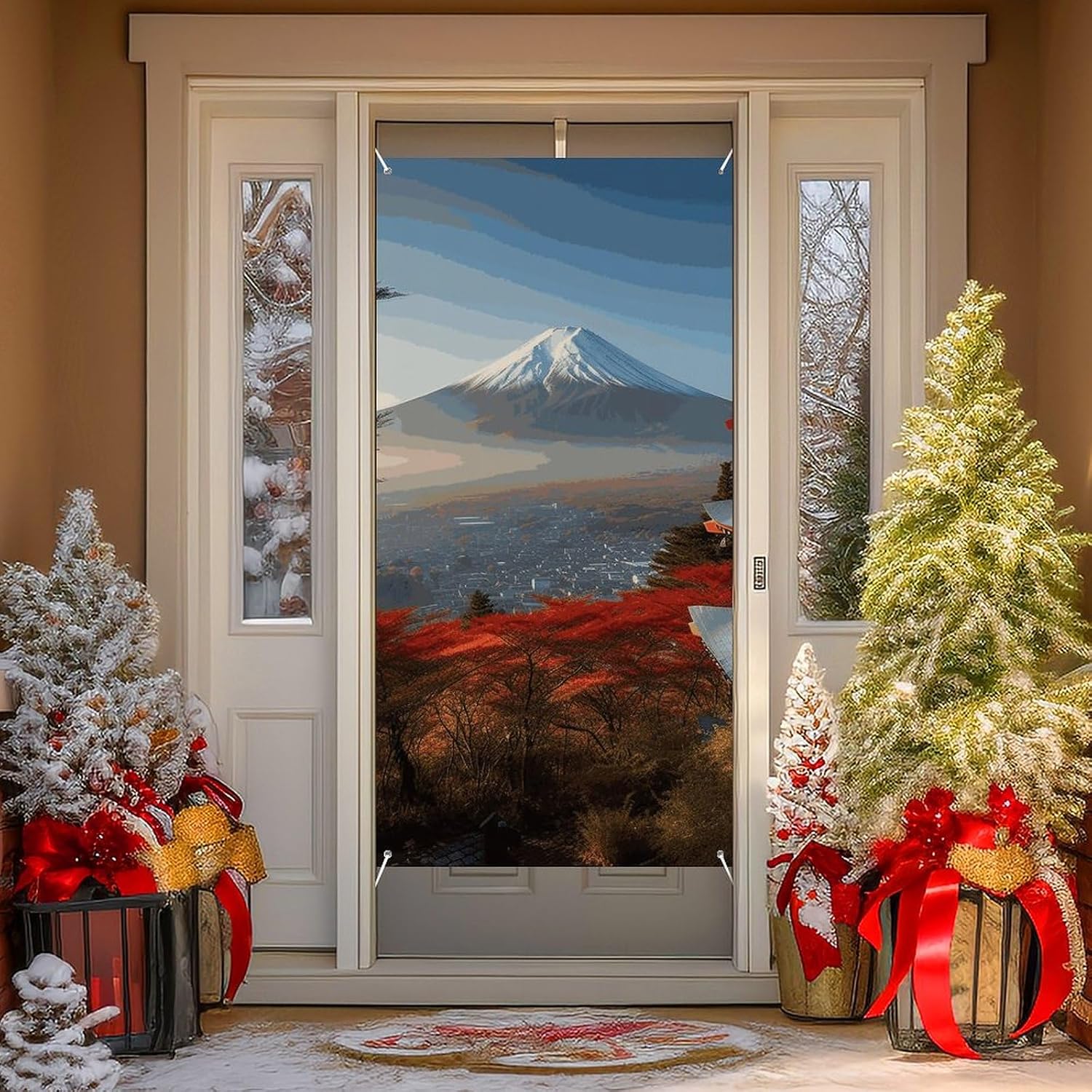 Japan Mount Fuji Landscape Door Cover Banner Decor Welcome Porch Sign Wall Hanging Banner Background Door Cover For Birthday Wedding Holiday Celebration Party Supplies image 5