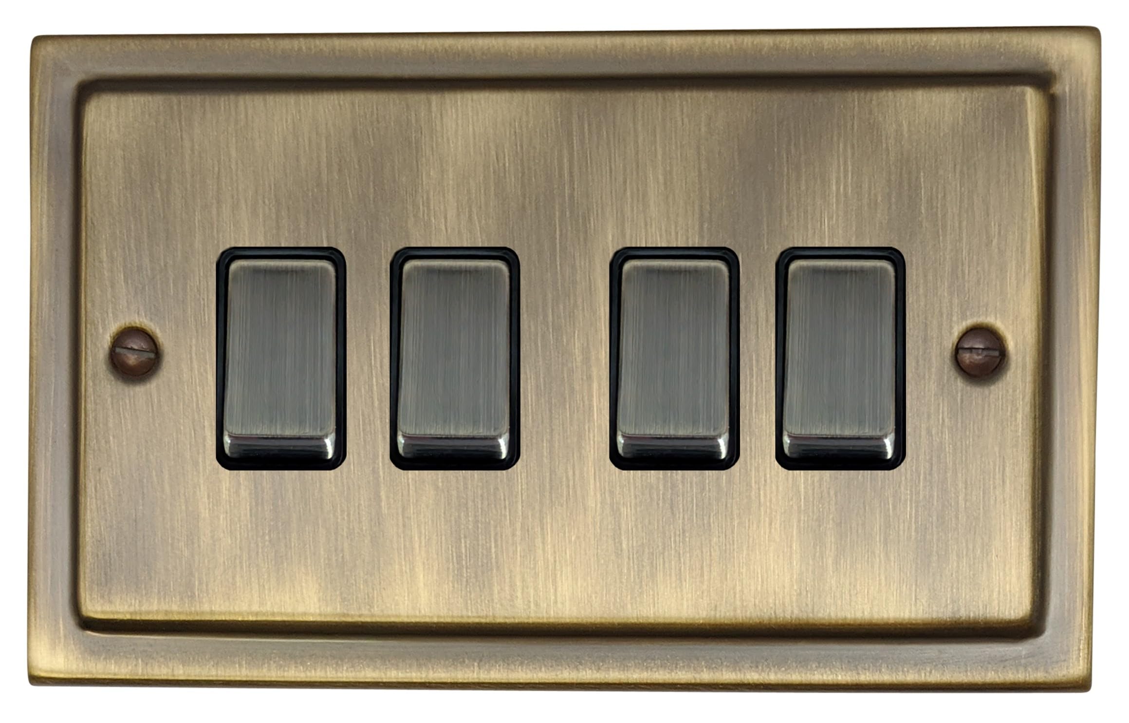 G&H Brassware Light Tab304 Victorian Antique Brass Switch 2-Way 10A Four Gang
