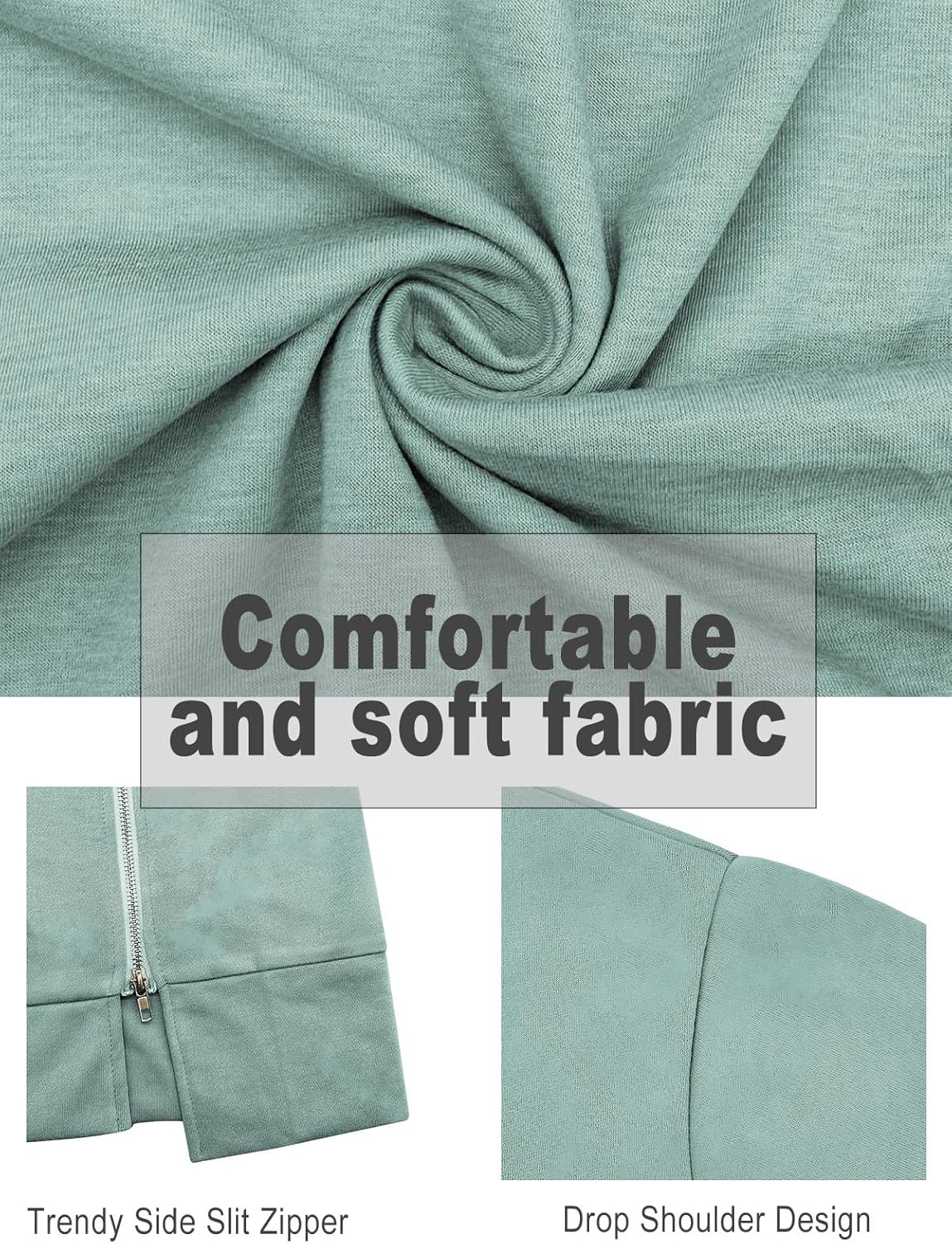 VISLILY Plus Size Sweatshirts for Women Cute Drop Shoulder Tops Trendy Crew Neck Trendy Basic Solid Color Pullover 2Xl Light Green - Image 4