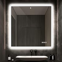 STARLEAD Fürdőszobai LED Tükör 80x80 cm - Fényerőszabályzós, 3 Színhőmérséklet, Páramentesítő, Bluetooth Hangszóró, IP44 Vízálló, Edzett Üveg 1