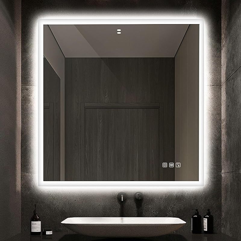 STARLEAD Fürdőszobai LED Tükör 80x80 cm - Fényerőszabályzós, 3 Színhőmérséklet, Páramentesítő, Bluetooth Hangszóró, IP44 Vízálló, Edzett Üveg