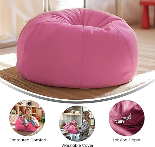 Miniatura 155 de Flash Furniture Dillon - Puf de sherpa, silla clásica recargable para niños y adolescentes, pequeña, natural Negro -,Negro Peludo,Blush