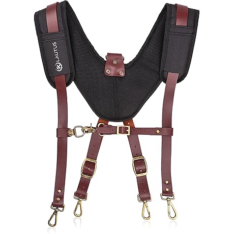 High-Capacity Lautus Leather-Padded Tool Belt Suspenders