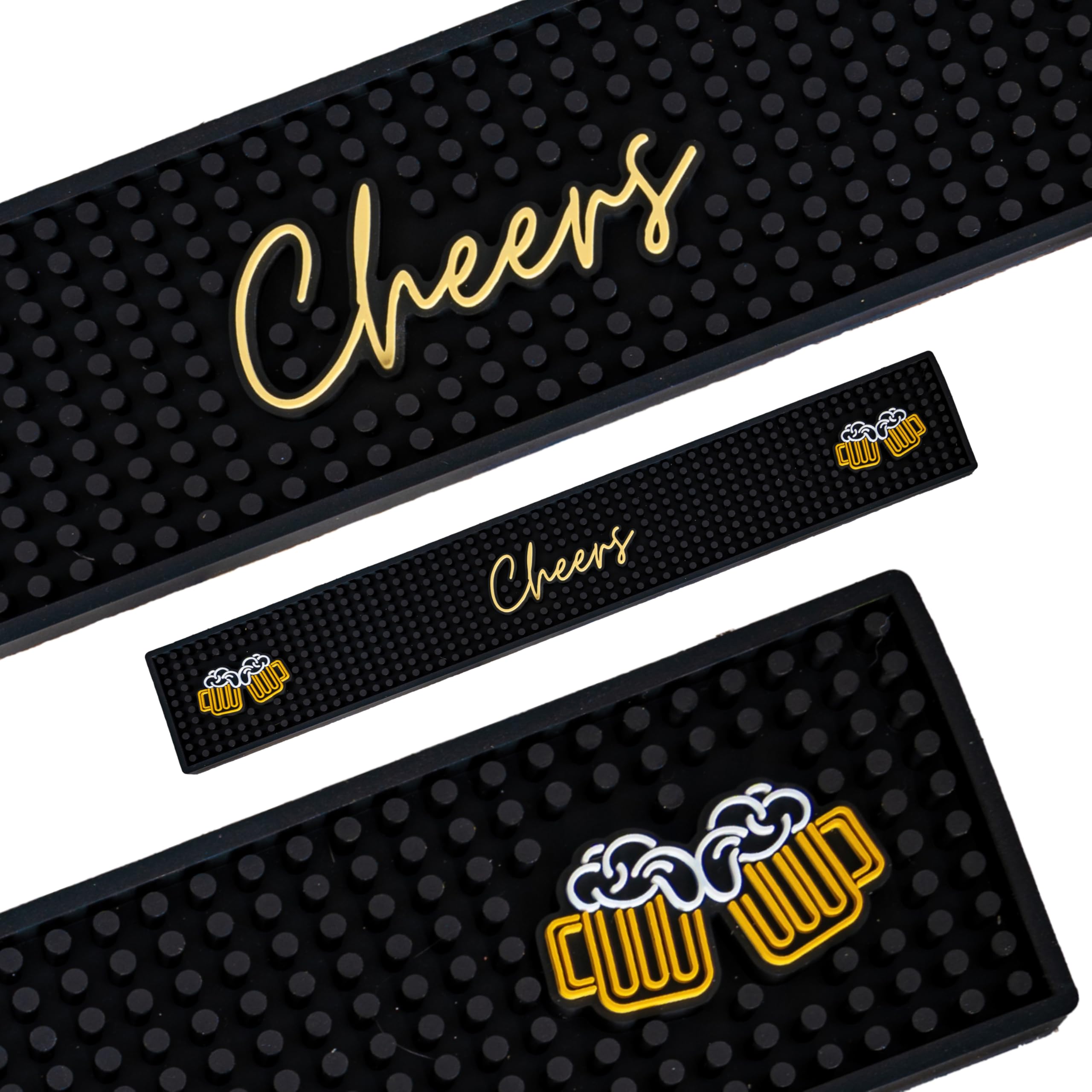 Buddy - Tappetino da bar in gomma | 60x10x1 cm | Tappetino per bancone di alta qualità per vetreria, casa, grotta degli uomini | in PVC nero antiscivolo, per birra e cocktail